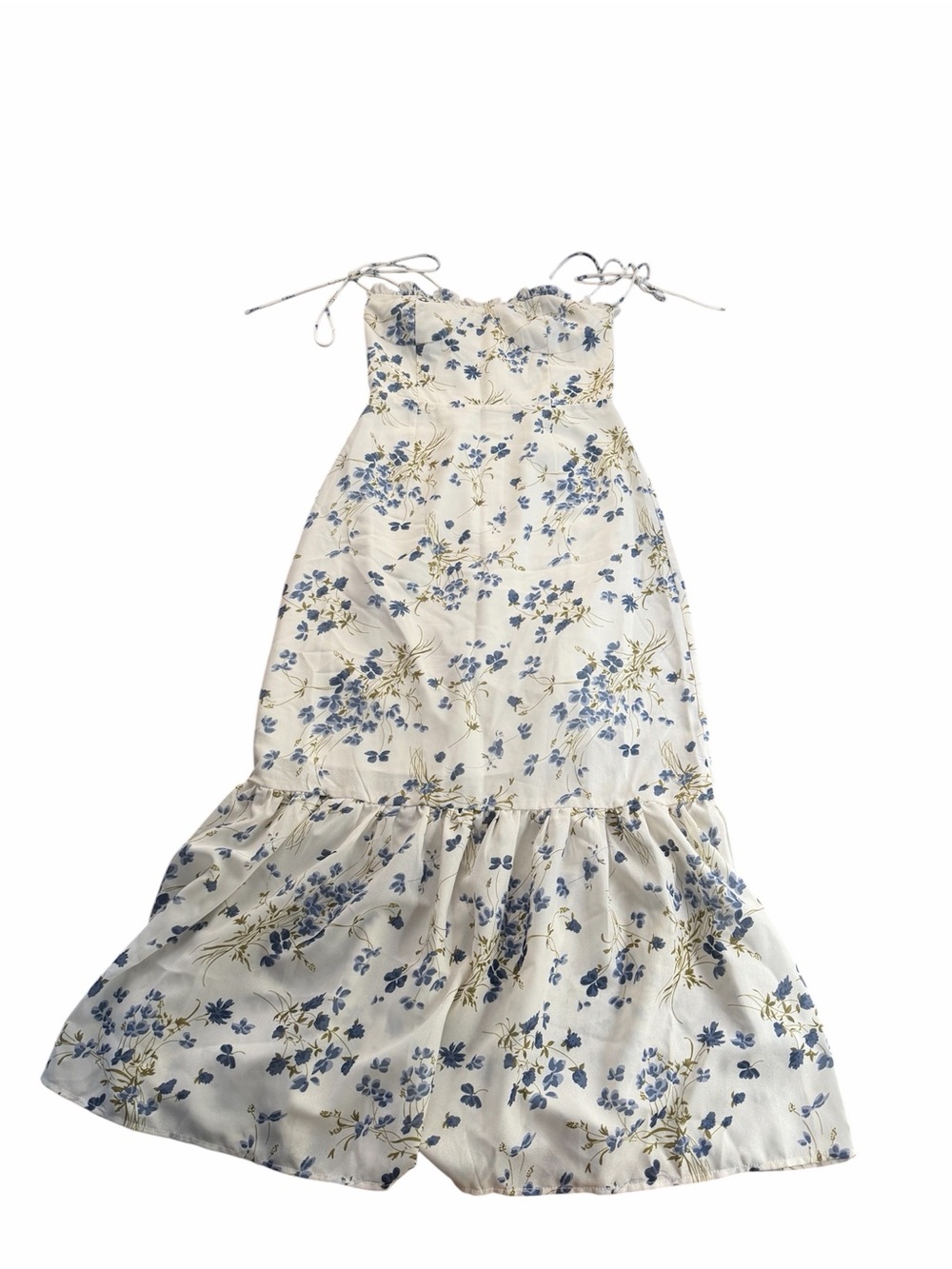 Commense Cream Maxi Dress with Blue Floral Print